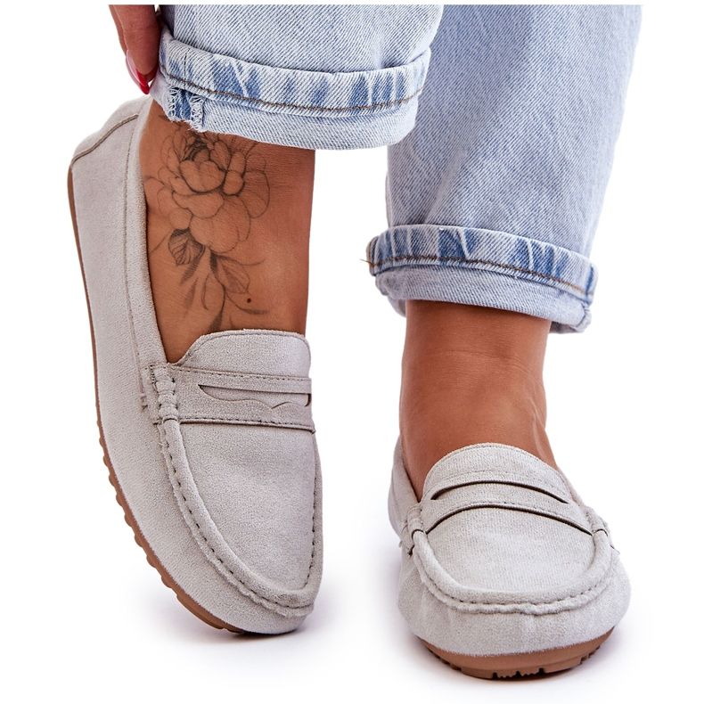 FC3 Dámské klasické semišové mokasíny Šedá Ivana