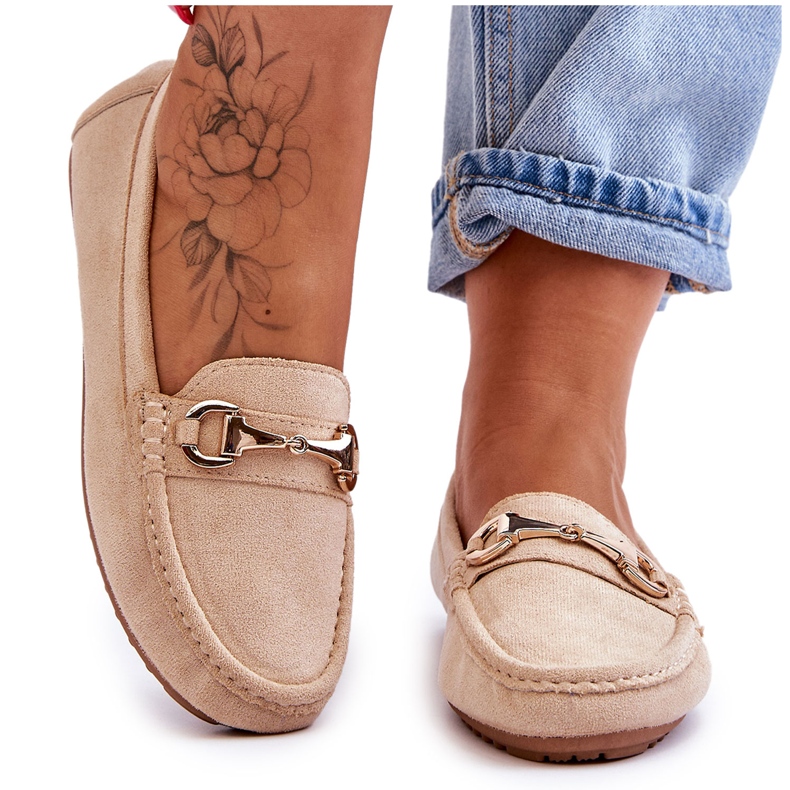 FC3 Klasické semišové mokasíny s béžovým zdobením Arla