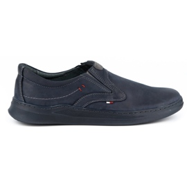 Olivier Pánské kožené ležérní slip-on boty 284GT tmavě modrá modrý