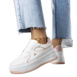 Bílé a růžové tenisky na platformě Lepage bílý Bílé a růžové tenisky na platformě Lepage bílý