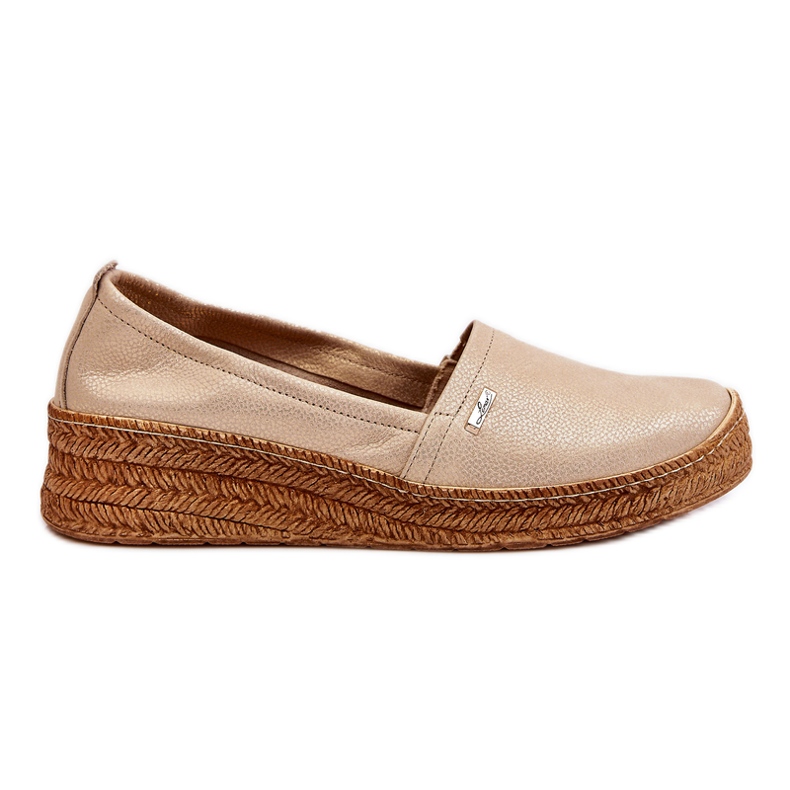 Lemar Dámské kožené espadrilky na klínu Beige &amp; Gold Hadlee béžový