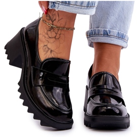 S.Barski Mokasínové lodičky Black Jay Patent Heels černý