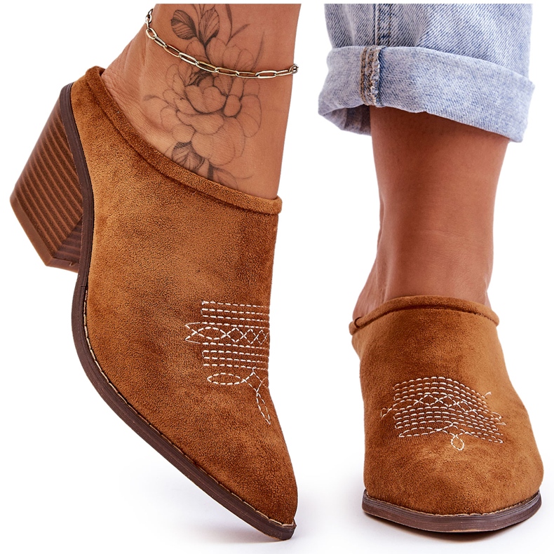 BM Dámské semišové pantofle Camel Romina Cowboy hnědý