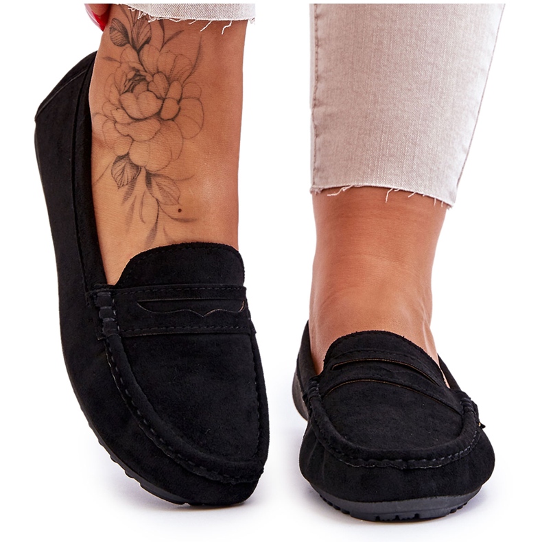 FC3 Dámské klasické semišové mokasíny Černá Ivana