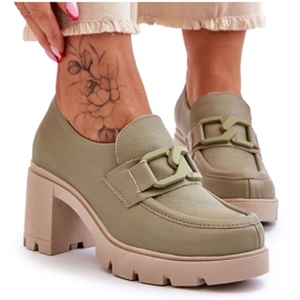 Lemar Elegantní Brogues Na Podpatku Se Zelenou Harmell Dekorací zelený