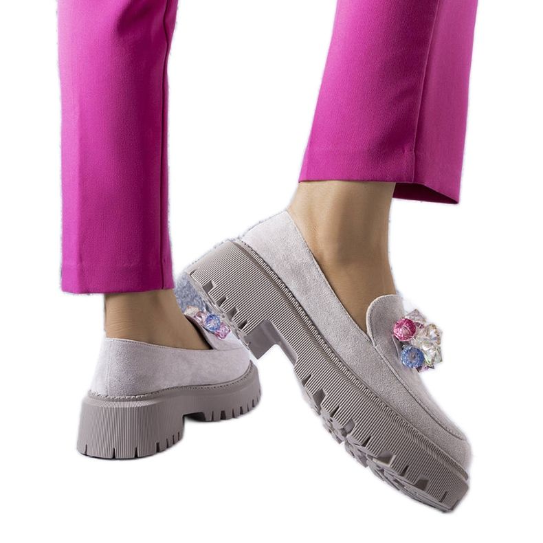 PA1 Šedé brogy s krystaly od Levasseur šedá