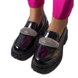 Černě lakované brogue s kubickou zirkony Mouss černý