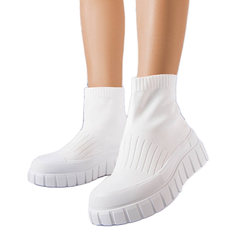 PA1 Bílé ponožkové tenisky Searlait bílý PA1 Bílé ponožkové tenisky Searlait bílý