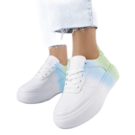 PA1 Bílé a zelené tenisky na platformě od Lance bílý modrý zelený