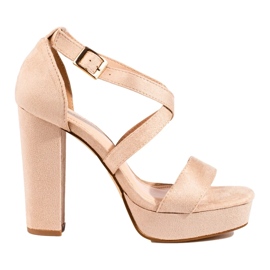 Shelovet béžové sandály na vysokém podpatku béžový