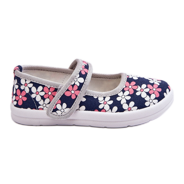 Dětské balerínky s tmavě modrými a šedými květy Noah Dětské balerínky s tmavě modrými a šedými květy Noah