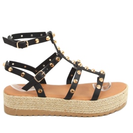 Alize Black espadrilkové sandály s cvočky černá Alize Black espadrilkové sandály s cvočky černá