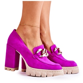 Lewski Shoes Módní lodičky na platformě a barové boty Lewski 3197 Fuchsia fialová růžový