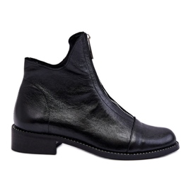 Kožené kozačky na zip Nicole 2785/037 Černá