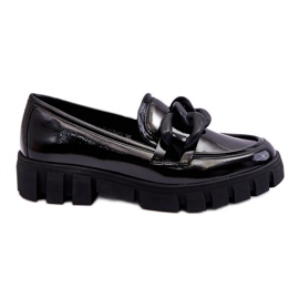 Vinceza Dámské lakované mokasíny na platformě Black Bennett černý