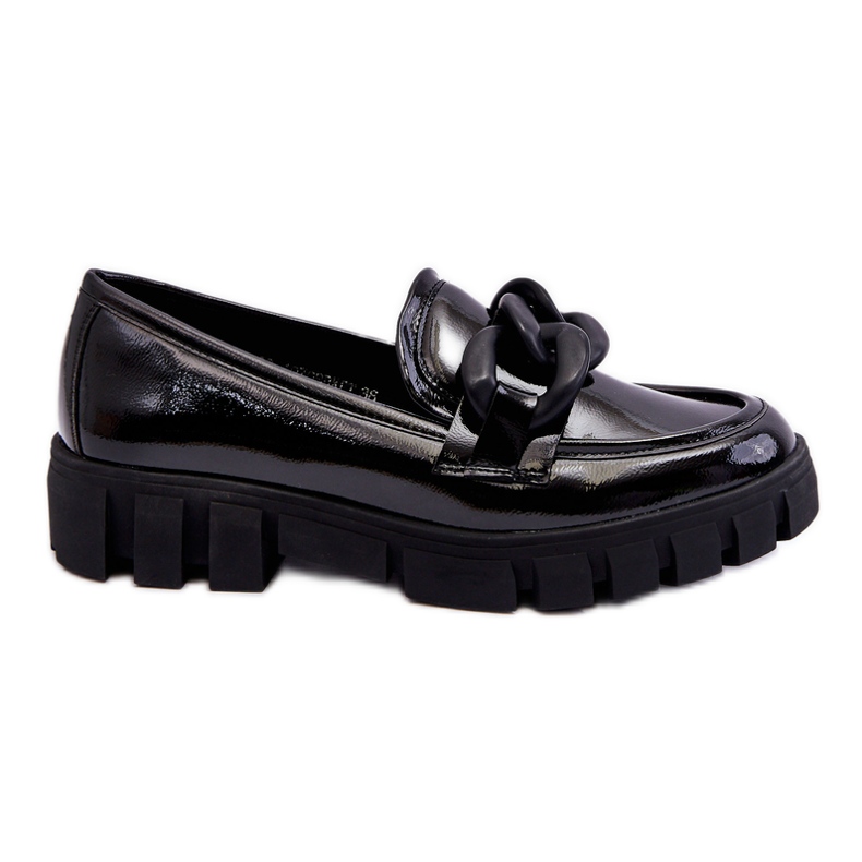 Vinceza Dámské lakované mokasíny na platformě Black Bennett černá