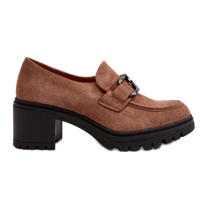 Vinceza Semišové robustní vysoké podpatky Brown Finley hnědý