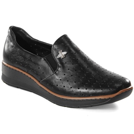 Dámské černé prolamované boty na klínku Jezzi MR1840-12 černá