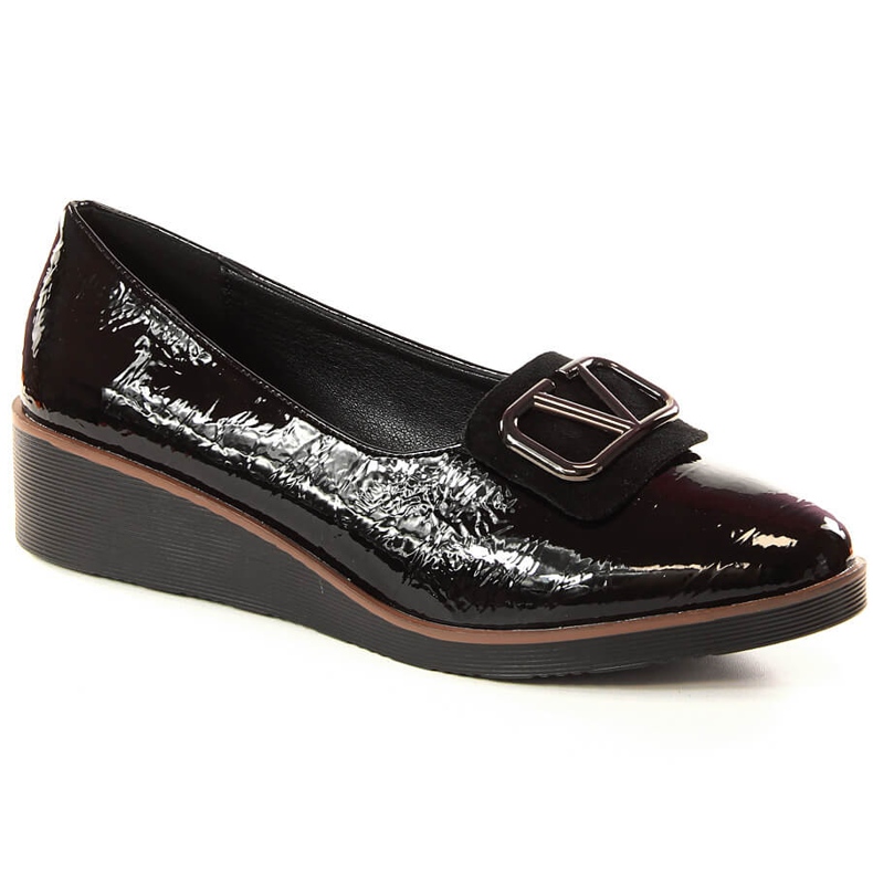 Dámské černé lakované boty na klínku Jezzi RMR2265-3 černá Dámské černé lakované boty na klínku Jezzi RMR2265-3 černá