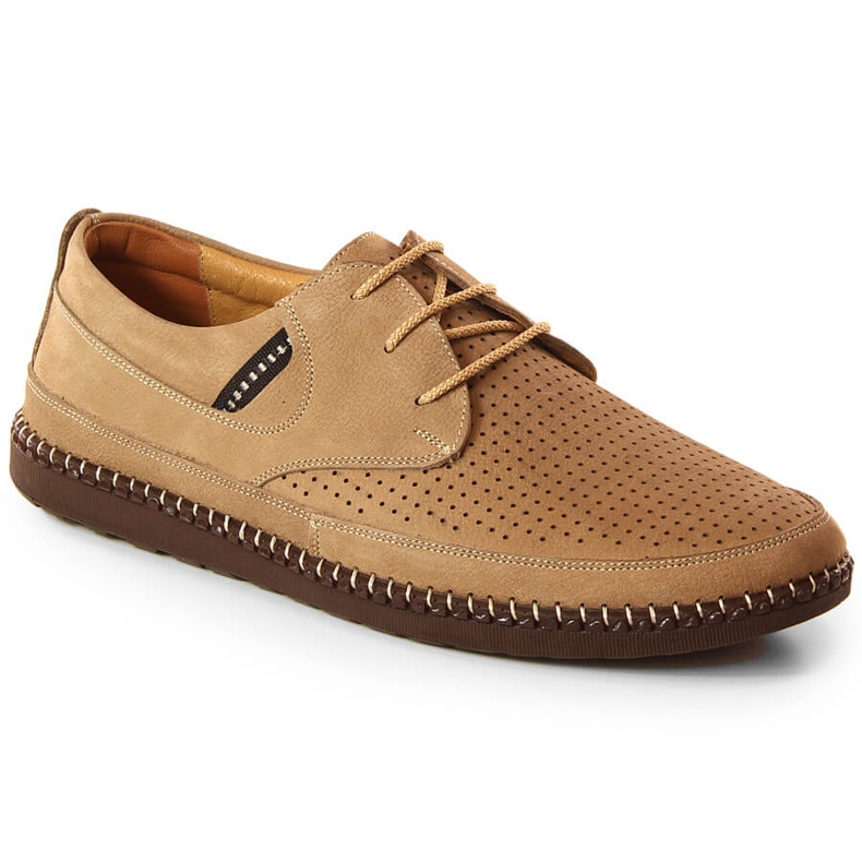 Pánské lehké béžové prolamované kožené boty T.Sokolski Sar W21-913 béžový hnědý