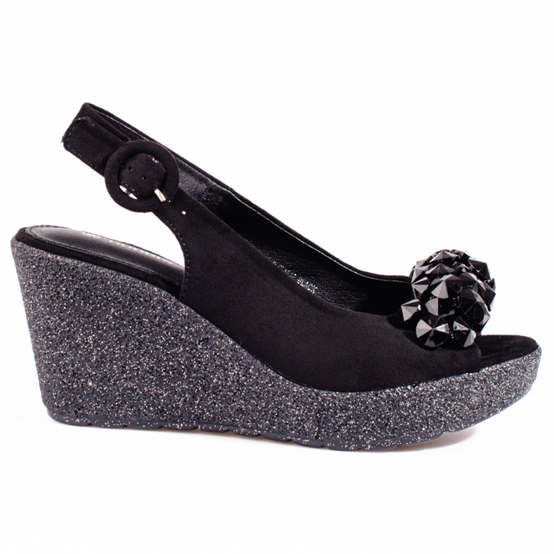 Dámské semišové sandály na klínku Shelovet černé černá