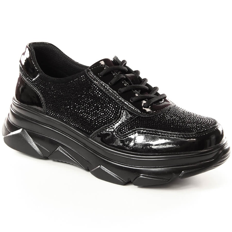 Dámské lakované boty se zirkony černé Filippo DP2138 černá