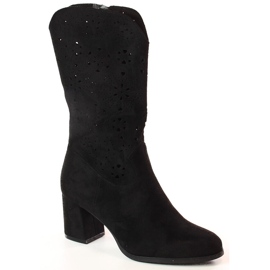 M. DASZYŃSKI Dámské černé jarní kovbojské boty M.Daszyński SA156-11 černá