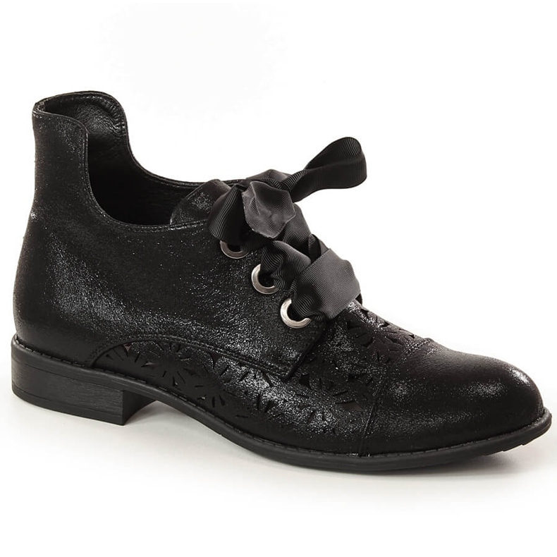 Dámské prolamované ploché černé kozačky Jezzi ASA142-6A černá