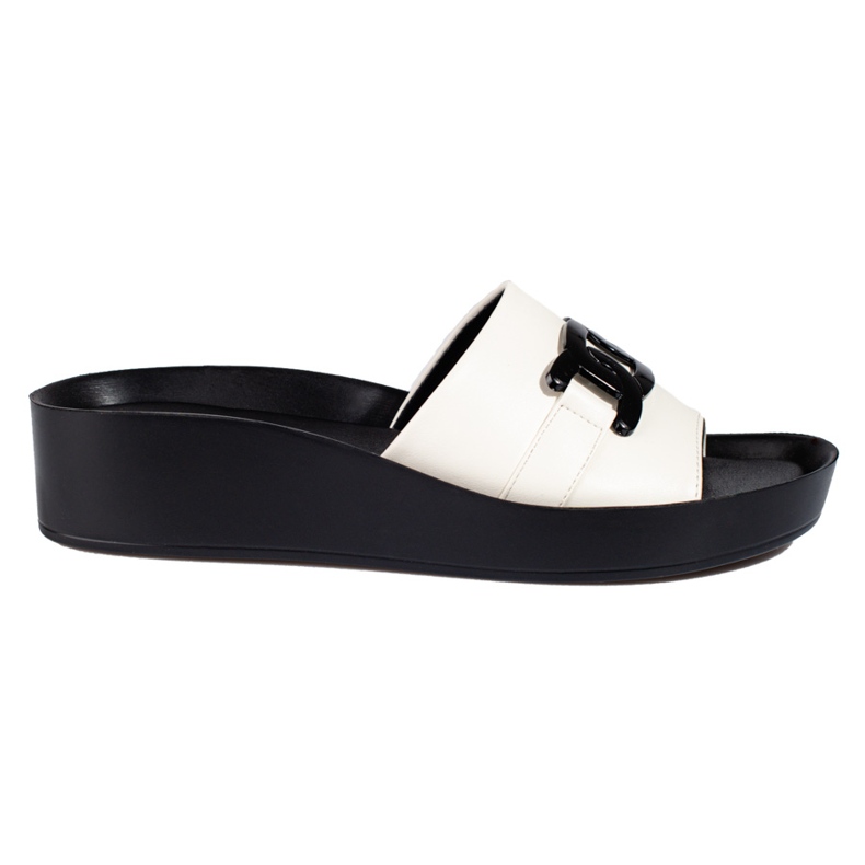 Bílé dámské pantofle na platformě Shelovet bílý