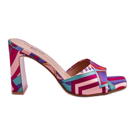 FS1 Dámské vzorované pantofle na podpatku Fialová Adelise vícebarevný