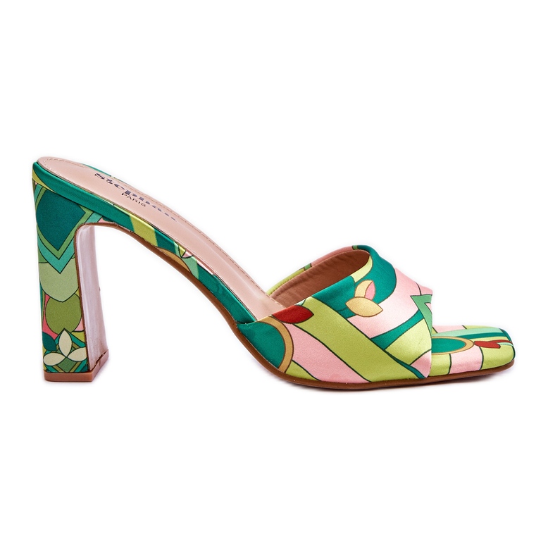 Dámské vzorované pantofle na podpatku Zelená Adelise vícebarevný
