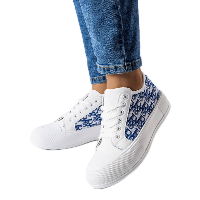 Bílé tenisky s modrým vzorem Marquis bílý Bílé tenisky s modrým vzorem Marquis bílý