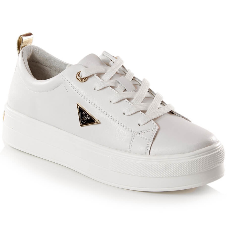 Dámské kožené boty na platformě bílé Filippo DP3533/23 bílý