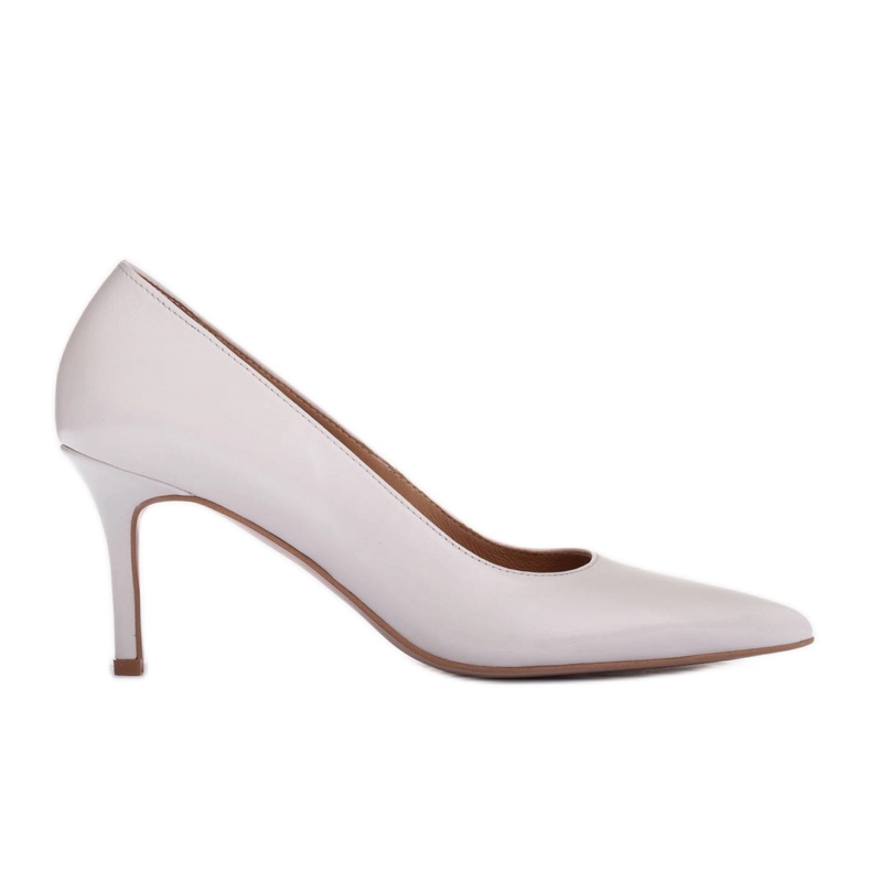Marco Shoes Elegantní podpatky vyrobené z měkké kůže bílý