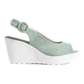 Dámské zelené sandály na klínku Shelovet zelená