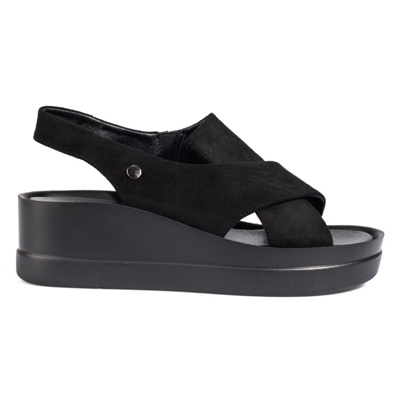Dámské sandály na klínku Shelovet černé barvy černá