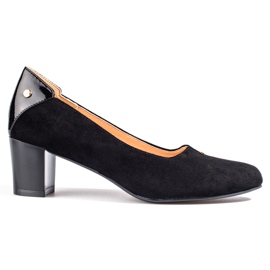 Elegantní semišové dámské lodičky na nízkém podpatku Vinceza black černý