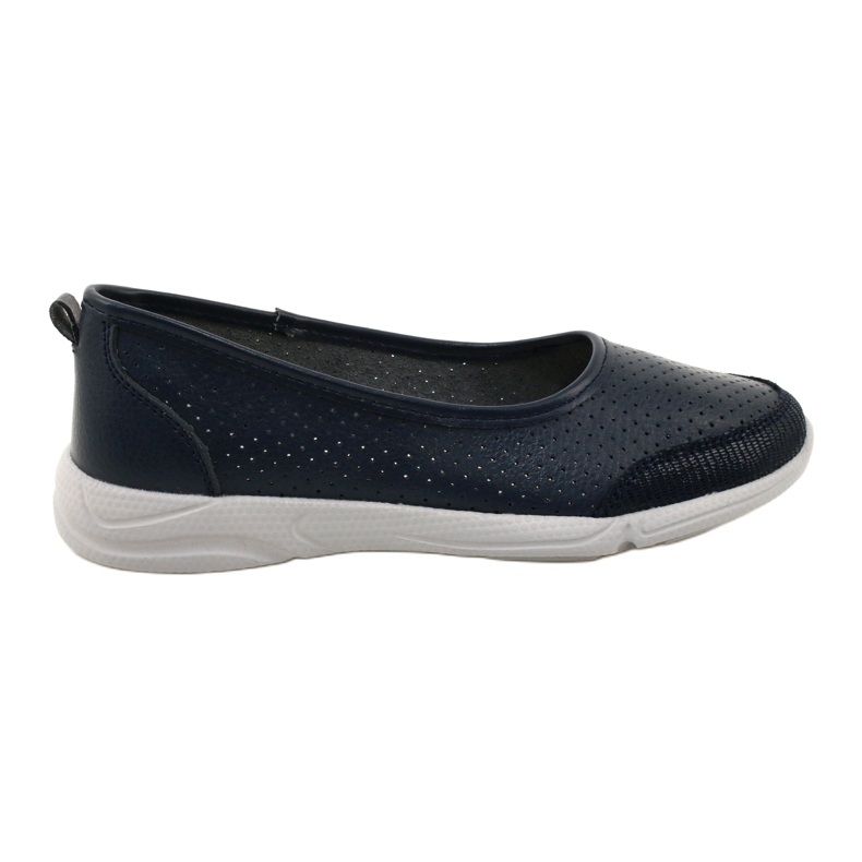 Prolamované kožené baleríny Evento-Jezzi 21PB32-3621 Navy modrý