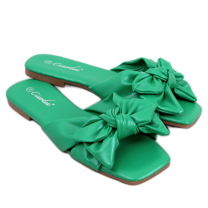 BM Pantofle s mašlí Minnen Green zelená