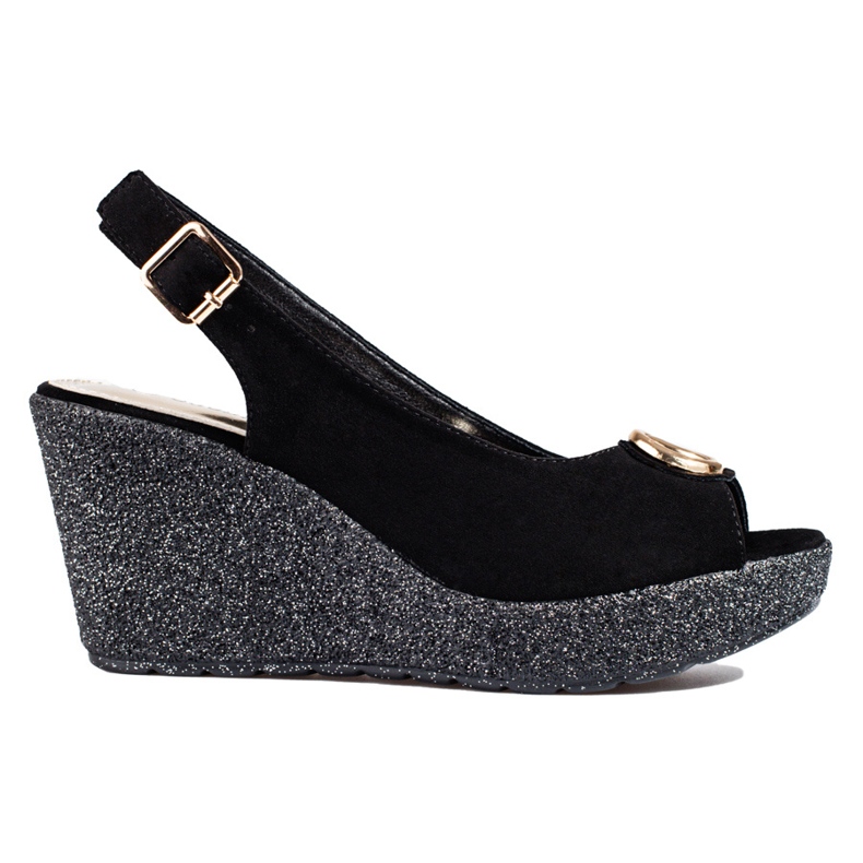 Dámské černé semišové sandály na klínku Shelovet černá