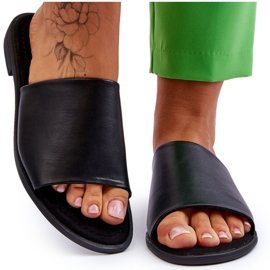 Dámské kožené hladké pantofle Black Cerise černá