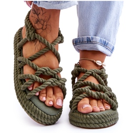 FG2 Dámské módní pletené sandály Green Tiffanie zelená FG2 Dámské módní pletené sandály Green Tiffanie zelená