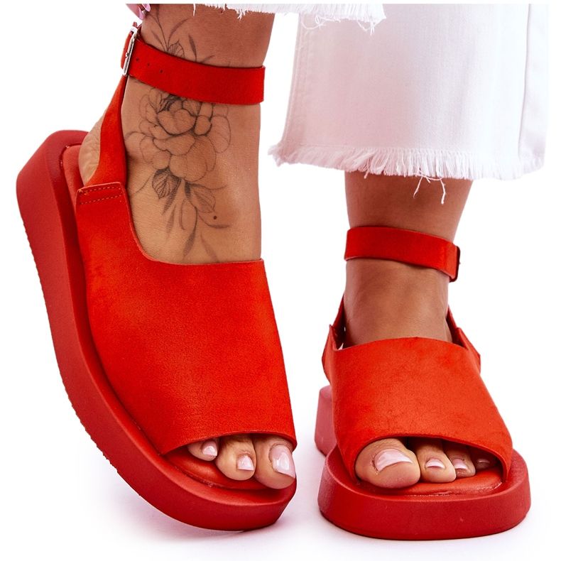 FG2 Pohodlné dámské sandály na platformě tmavě oranžová rubínová oranžový FG2 Pohodlné dámské sandály na platformě tmavě oranžová rubínová oranžový