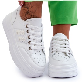 Módní dámské tenisky na platformě bílé Claribel bílý