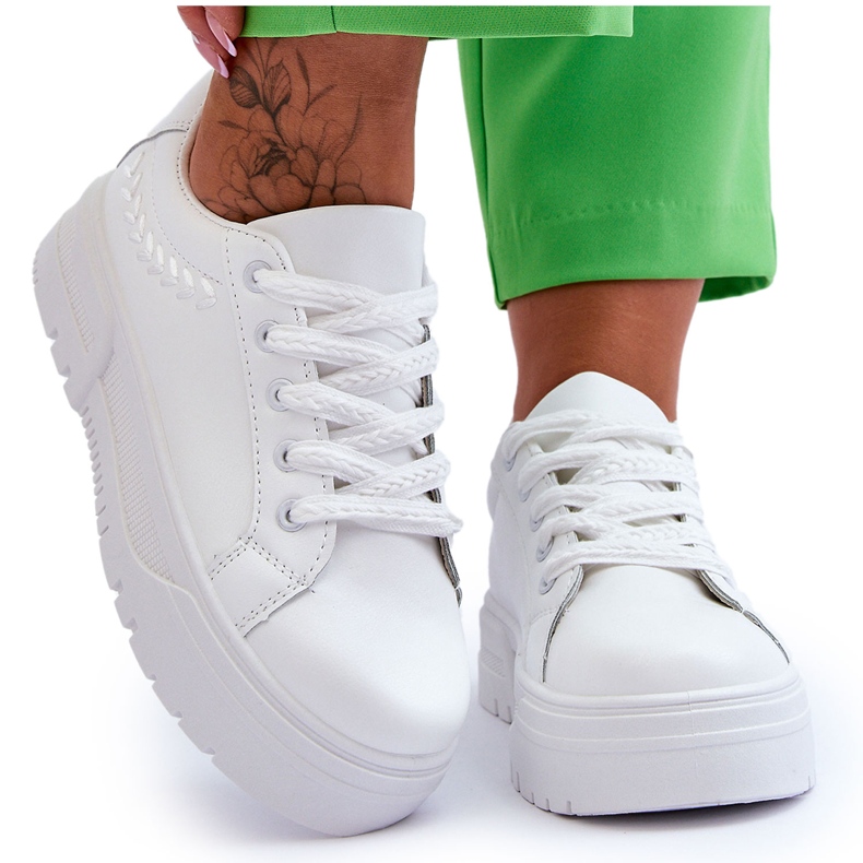 FG2 Pohodlné dámské sportovní boty na platformě White Devan bílý