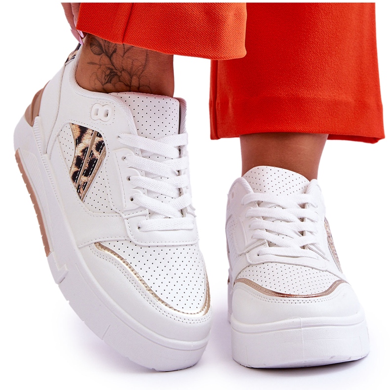 Dámské kožené leopardí sportovní boty bílé Nancey bílý Dámské kožené leopardí sportovní boty bílé Nancey bílý