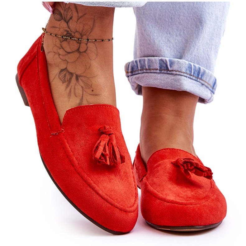 Semišové klasické mokasíny se střapci Tmavě oranžová Averil oranžový