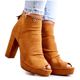 Sweet Shoes Boty Na Baru Otevřené Prsty Camel Adore pomerančový