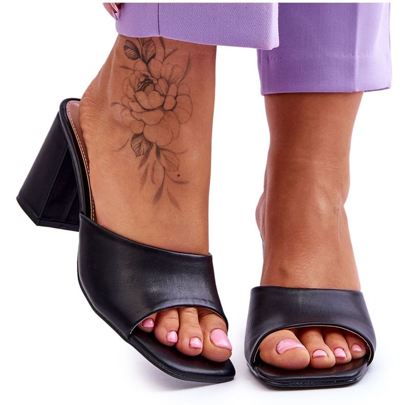 Dámské kožené klasické pantofle Black Loara černá