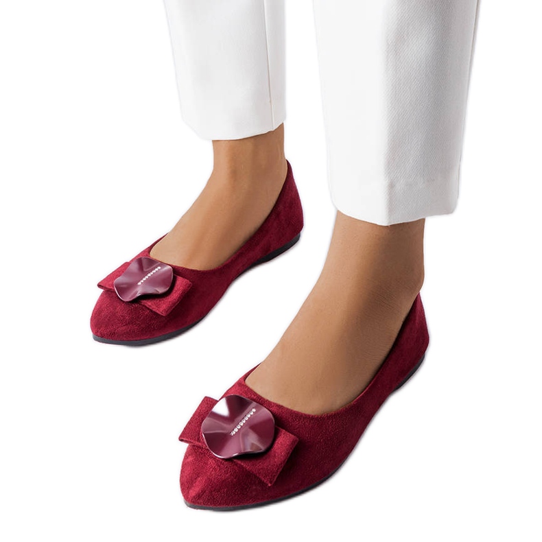 Vínové baleríny zdobené kamínky Rémy červené